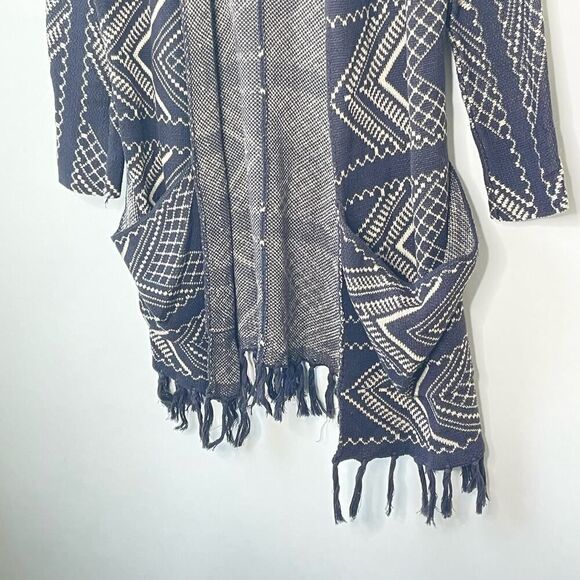 Women's Billabong Southwestern Fringe Boho Cardigan Sweater Gray sz. M #03 - Picture 4 of 9